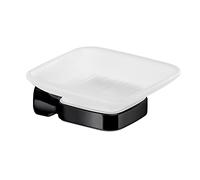 Gedy Krabi Porta Sapone, Colore Nero, Componenti Realizzati in Acciaio Inox e Cromall®, Garanzia 2 Anni, Misure 4,5 x 10,5 x 11 CM e Peso 0,315 kg, Design R&S