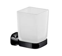 Gedy Krabi, Porta spazzolini Bagno, Finitura Nera, Porta spazzolino in Acciaio Inox e Cromall®, 2 Anni di Garanzia, Design R&S, Misure 10 x 6,4 x 8,8 cm