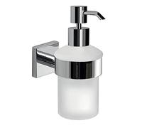 Gedy Manila, Dispenser, Colore Cromo, Dosatore Sapone Bagno Realizzato in Acciaio Inox 304, Cromall e Vetro Satinato, Garanzia Anni, Misure 15,3 x 6,8 x 12 CM, Design R&S Inossidabile, Cromato, Unica