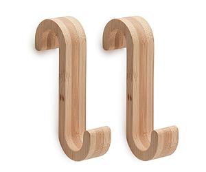 GEDY | Merlino Set da 2 Appendiabiti, Finitura Naturale, Serie Realizzata in Bambù