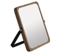 GEDY Midori, Specchio Ingranditore e Non, Fattore di Ingrandimento 2x Bifacciale, da Tavolo, Senza Luce, Realizzato in Bambù e Metallo Finitura Naturale, Specchio Rettangolare Misure 13,6 x 16,3 cm