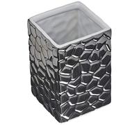 Gedy New Martina portaspazzolini, Ceramica, Argento, 7.5 x 7.5 x 11