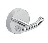 Gedy cromata, Osaka, Appendiabiti Doppio, Finitura, Misure 5 x 7 x 4,6 cm, Porta Asciugamani in Cromall, Acciaio Inox e contenitori in Vetro Satinato, 10 Anni di Garanzia, Design R&S, Unica