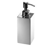 Gedy Perth Dosasapone Bagno, Misure e Peso: 18X6X6 CM & 0,3 kg, capacità 380 ml, Dispenser Sapone Bagno in Acciaio Inox, Finitura cromata, Design R&S, 2 Anni di Garanzia