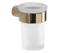 Gedy PIRENEI Supporto Spazzolino da Denti, Porta Spazzolino da Denti da Parete, Oro, Ottone e Vetro, Trattamento PVD, 6,9 x 9,2 x 10,4