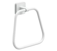 GEDY | Porta Asciugamani ad Anello Tonga, Appendi Asciugamani in Acciaio Inox e Cromall, Fissabile con Viti Incluse o Biadesivo, Bianco Matt, 17x4,6x16cm