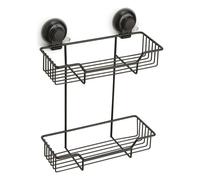 Gedy Porta oggetti box doccia 2 ripiani a ventosa (27,4x12,5x35,5cm) HOT Nero