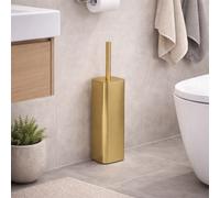 Gedy Porta Scopino in Acciaio Inox Oro Matt e Ciuffo in Setole Linea Tonga