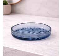 Gedy Portasapone Ovale in Vetro Blu Linea Corinne