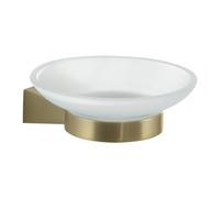 GEDY | Portasapone Tonale, Porta Saponetta in Acciaio Inox, Cromall e Vetro Satinato, Fissaggio con Viti Incluse, Oro Matt, 3,9x10,9x11,5cm
