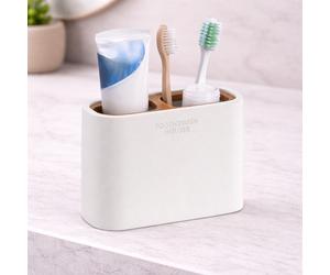 Gedy Portaspazzolino in Bambù Bianco Matt Linea Ninfea