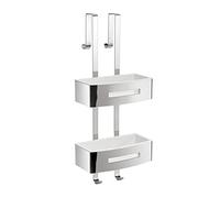Gedy | Poseidon Portaoggetti Doccia Rettangolare Doppio in Acciaio, Finiture Cromate e Bianche, Dimensioni 58,4 x 24 x 18,7 cm e Peso 2,16 kg