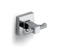 Gedy Pukhet Doppio Gancio Appendiabiti da Parete Bagno Finitura Cromata | Ganci Appendiabiti da Muro in Acciaio Inox e Cromall, Fissaggio con Viti o Colla, Appendi Accappatoi, Appendiabiti Parete