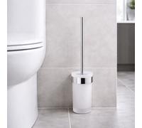 Gedy Scopino da Muro Cromato in Vetro Satinato con Ciuffo in Setole Linea Pirenei