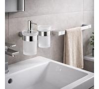Gedy Set 3 Accessori a Muro da Bagno in Vetro Satinato e Ottone Cromato Linea Pirenei