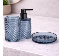 Gedy Set 3 Accessori da Bagno in Vetro Blu Linea Corinne