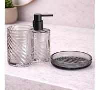 Gedy Set 3 Accessori da Bagno in Vetro Transparente Linea Corinne