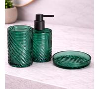 Gedy Set 3 Accessori da Bagno in Vetro Verde Linea Corinne