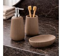 Gedy Set 3 Accessori da Bagno Tortora in Ceramica Linea Marika