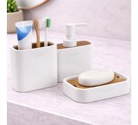 Gedy Set 3 Accessori in Bambù Bianco Matt Linea Ninfea