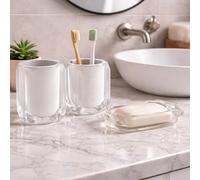Gedy Set 3 Accessori in Resina Bianco Linea Chanelle
