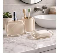 Gedy Set 3 Accessori in Resina Tortora Chiaro Linea Chanelle