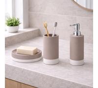 Gedy Set 3 Accessori per il Bagno in Ceramica Tortora Linea New Mizar