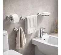 Gedy Set 4 Accessori a Muro per Bagno in Acciaio Inox Cromato Linea Genziana