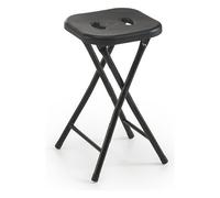 Gedy Sgabello bagno richiudibile, Misure e peso: 46,5X26X28 CM & 1,156 KG, Sgabello richiudibile in metallo e resine, Finitura nera, Design R&S, 2 anni di garanzia