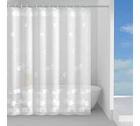 Gedy Tenda Doccia in Peva Texture Apple White, Materiale Ecologico Inodore Impermeabile, Dimensioni L 240 x H 200 cm 16 Anelli Inclusi, Tenda Vasca Bagno che Non Aderisce al Corpo, Lavabile a Mano