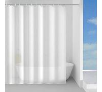 Gedy Tenda Doccia Tessuto Impermeabile in Poliestere Texture Basic Bianca, Dimensioni L180xH200 cm 12 Anelli Inclusi, Tenda Vasca Bagno Resistente a Muffa e Acqua, Bordi Cuciti Lavabile in Lavatrice