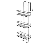 Gedy Tito Mensola Portaoggetti Doccia da Appendere, Porta Bagnoschiuma da Doccia Senza Foratura, 3 Ripiani Cestini Rettangolari in Metallo Finitura Nero Opaco, Dimensioni L 24 x P 22 x H 68 cm