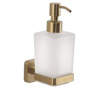 Gedy Tonga Dispenser di sapone da bagno da parete, oro opaco, acciaio inox e vetro, capacità 220 ml, 6,3 x 11,7 x 17,3, adesivo, senza trapano