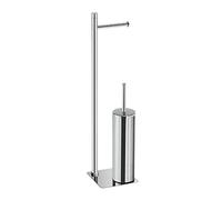 Colonnina Wc Con Portarotolo E Portascopino In Acciaio Inox / resina Cromo Lucido Serie Trilly