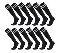 Geebuzz 6 paia di calzini unisex al ginocchio alto tubo calzini antiscivolo calcio squadra di baseball calzini per adulti adolescenti, 6 paia-nero, Taglia unica