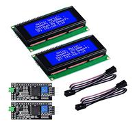 GeeekPi 2004 20x4 Character LCD Display Module Blue Backlight with IIC I2C Serial Interface Adapter board for Raspberry Pi Arduino STM32 DIY Maker Project BPI Tinker Board Electrical IoT (2Pack)