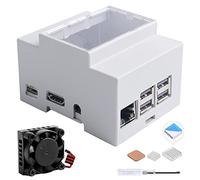 GeeekPi Alloggiamento per Raspberry Pi 3 Model B+, alloggiamento DIN Rail ABS con ventola e dissipatore di calore per Raspberry Pi 3B / 3B+, scatola modulare per pannelli elettrici