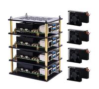 GeeekPi Custodia in acrilico a 4 strati con dissipatore di calore attivo Armor Lite V5 per Raspberry Pi 5 4 GB / 8 GB (marrone)