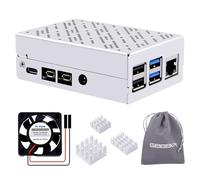 GeeekPi Custodia in alluminio per Raspberry Pi 4, con ventola di raffreddamento da 30 mm e 3 dissipatori di calore per Raspberry Pi 4 Modello B 8GB/4GB/2GB