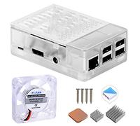 GeeekPi Custodia per Raspberry Pi 3 Modello B+, con Ventola di Raffreddamento e dissipatori di Calore 3PCS per Raspberry Pi 3/2 Modello B (Non includere Scheda Raspberry Pi) (Trasparente)