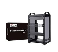 GeeekPi DeskPi RackMate T1 - Armadio server 8U da 10 pollici, mini rack profondo 200 mm con ripiano e pannello cieco, per NAS, AV e tecnologia di rete (nero)