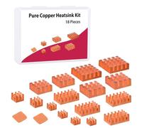 GeeekPi Dissipatori di calore in rame puro per Raspberry Pi 5/4B, raffreddamento CPU con nastro adesivo conduttivo termico, 18 pezzi
