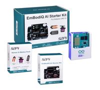 GeeekPi EmbodiQ AI Starter Kit per Arduino UNO Q, 4 GB di RAM, 32 GB eMMC, AI Agent HAT, sensore di umidità del suolo e gocce di pioggia, servo, supporto acrilico, controllo vocale e automazione