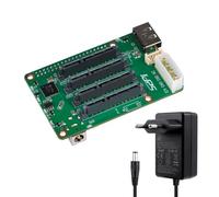 GeeekPi Espansione di memoria SATA a 5 bay, per Raspberry Pi 5, 52Pi Penta SATA HAT per Raspberry Pi 5 2GB/4GB/8GB/16GB, PCIe, compatibile NAS, con alimentatore di rete 12V DC