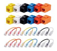 GeeekPi Keystone - Kit per la gestione dei cavi, con 12 inserti jack Keystone Cat6A RJ45 e 12 cavi Ethernet Cat6A da 0,2 m per pannello patch