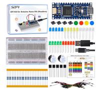 GeeekPi Kit fai da te per Arduino Nano R4 con intestazioni, set di apprendimento elettronico per principianti, include basetta, LED, resistenze, transistor, pulsanti, ponticelli, cavo di