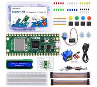 GeeekPi Kit Starter per Raspberry Pi Pico 2W (incluso), Dual Arm Cortex-M33 e microcontrollore Dual Hazard3 RISC-V, con tutorial dettagliato, 159 elementi, 9 progetti, Python C Code