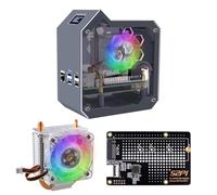 GeeekPi N07 Mini Tower NVMe NAS Kit per Raspberry Pi 5, con N07 M.2 NVMe SSD Pip PCIe scheda periferica inferiore, supporto M.2 Key-M NVMe SSD 2230/2242/2260/2280