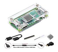 GeeekPi per Raspberry Pi Zero/Zero W Case, 7 in 1 Basic Starter Kit con cassa acrilica Raspberry Pi Zero, 20Pin GPIO Header, OTG Cable, Switch Cable, adattatore HDMI, dissipatore e cacciavite (Clear)