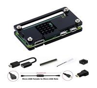 GeeekPi per Raspberry Pi Zero/Zero W Case, Raspberry Pi Zero Starter Kit con Custodia in acrilico, 20Pin GPIO Header, OTG Cable, Switch Cable, adattatore HDMI, dissipatore e cacciavite (nero)